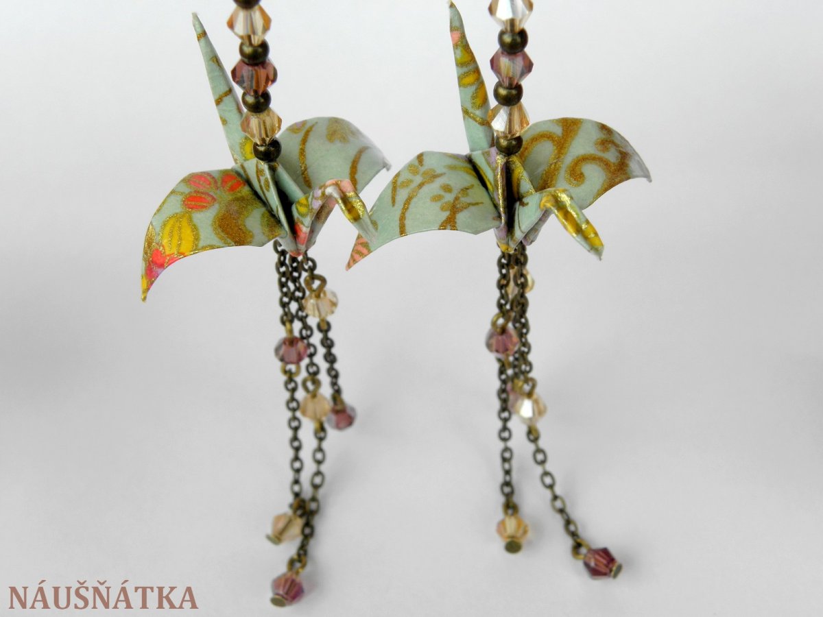  - origami crane -  exkluzivní náušnice