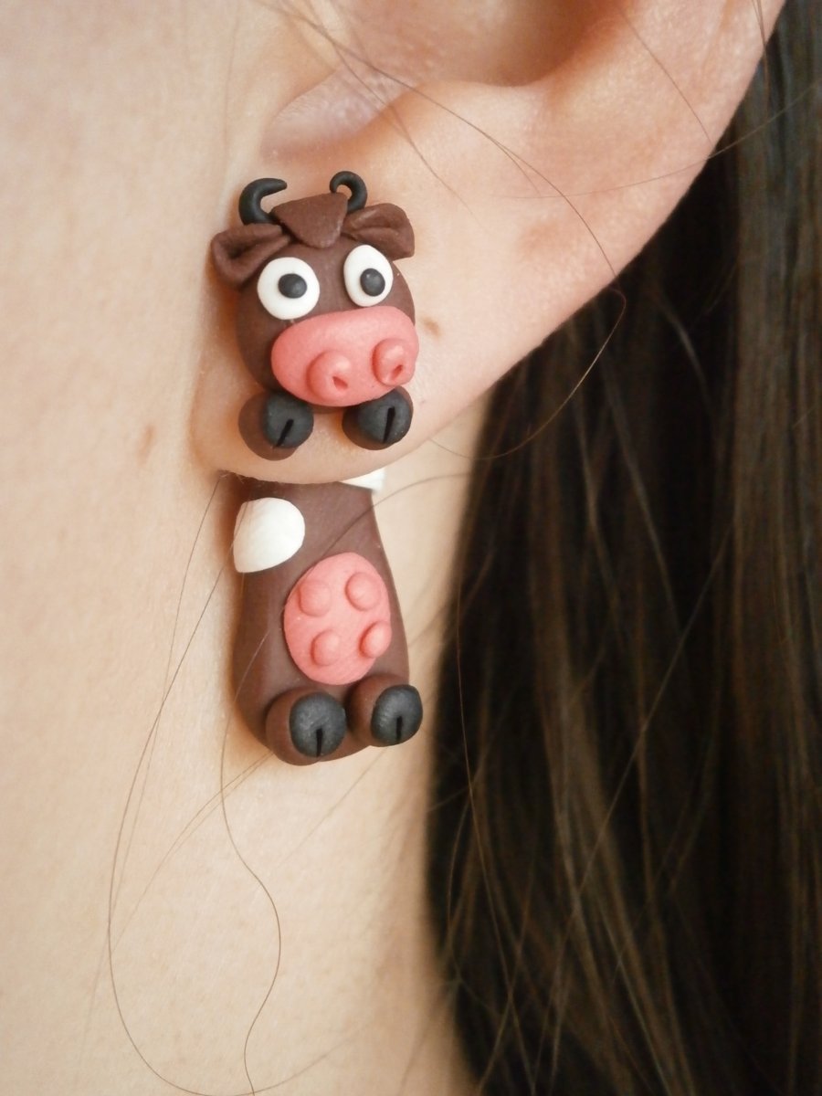Náušnice kravičky - skrz ucho