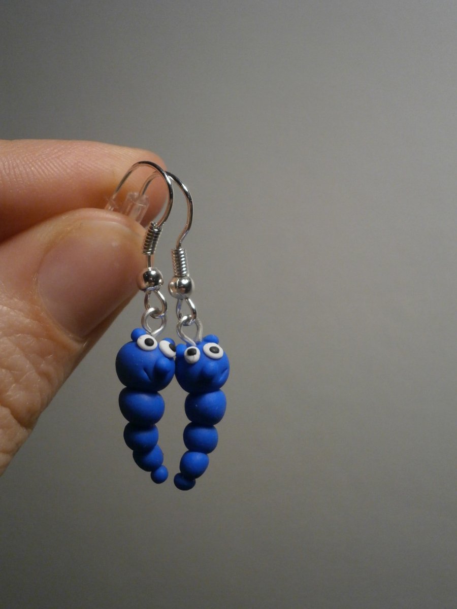 Náušnice červíci modří