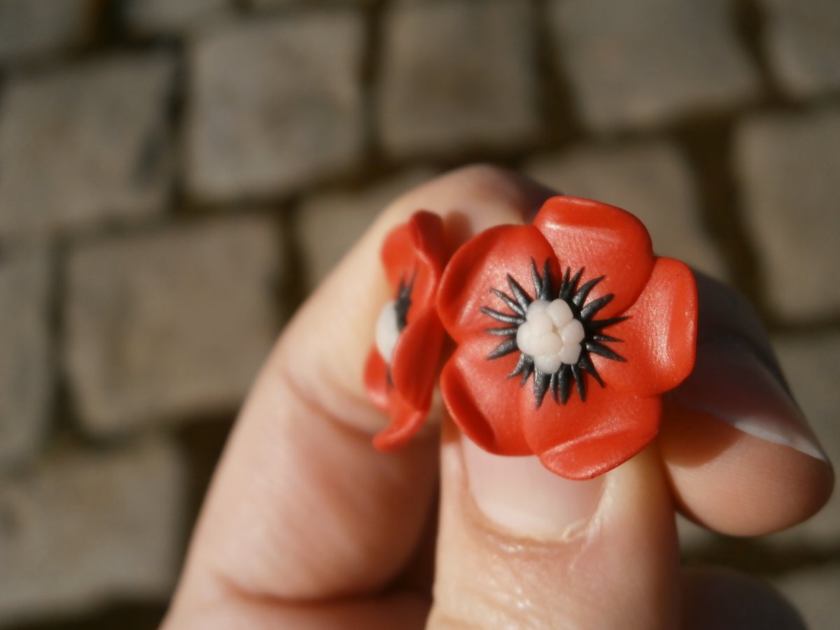 Makové květy – náušnice