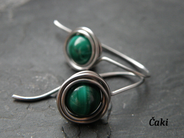 Malachovitové naušnice provlékací