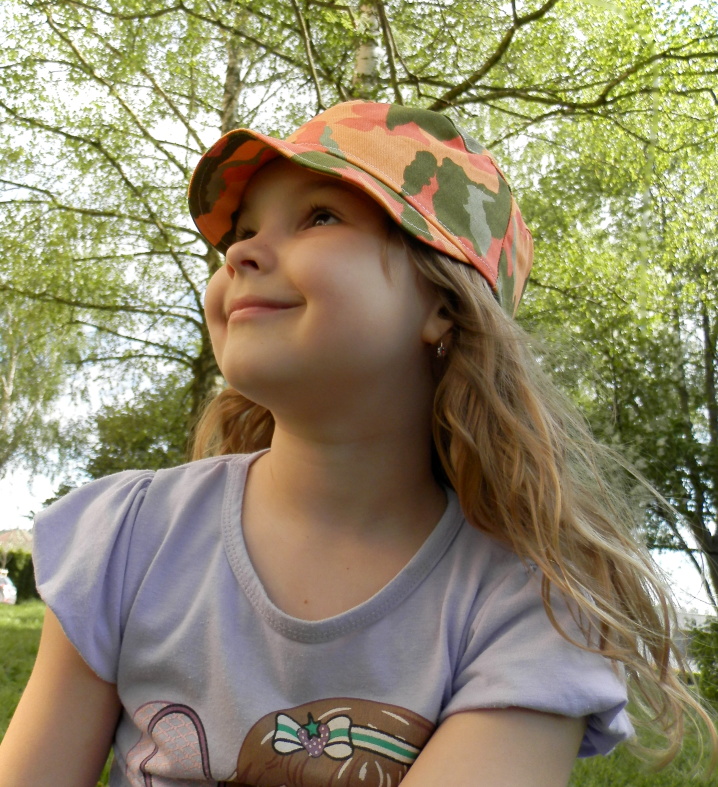 kšiltovka DÍVČÍ MASKÁČOVÁ ORANŽOVÁ