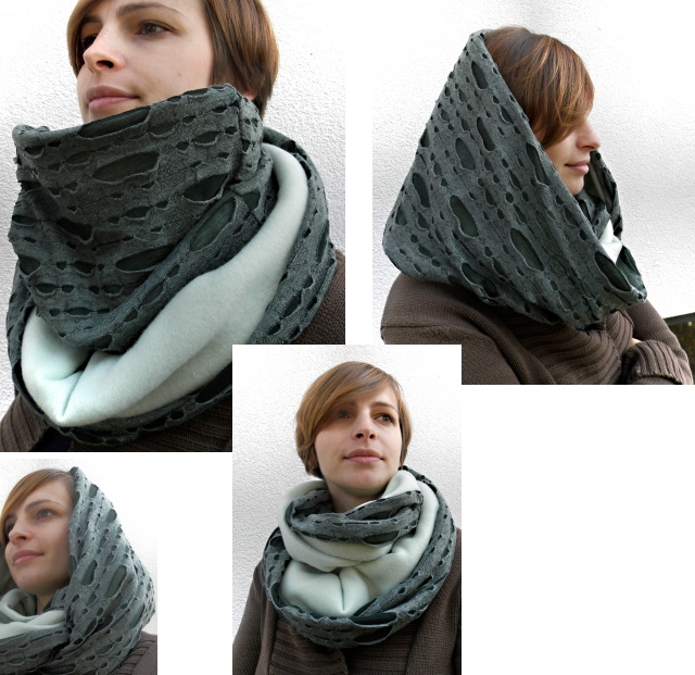 zimní šál z fleecu zelený