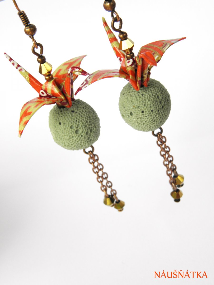  - origami crane -  jeřáb, náušnice