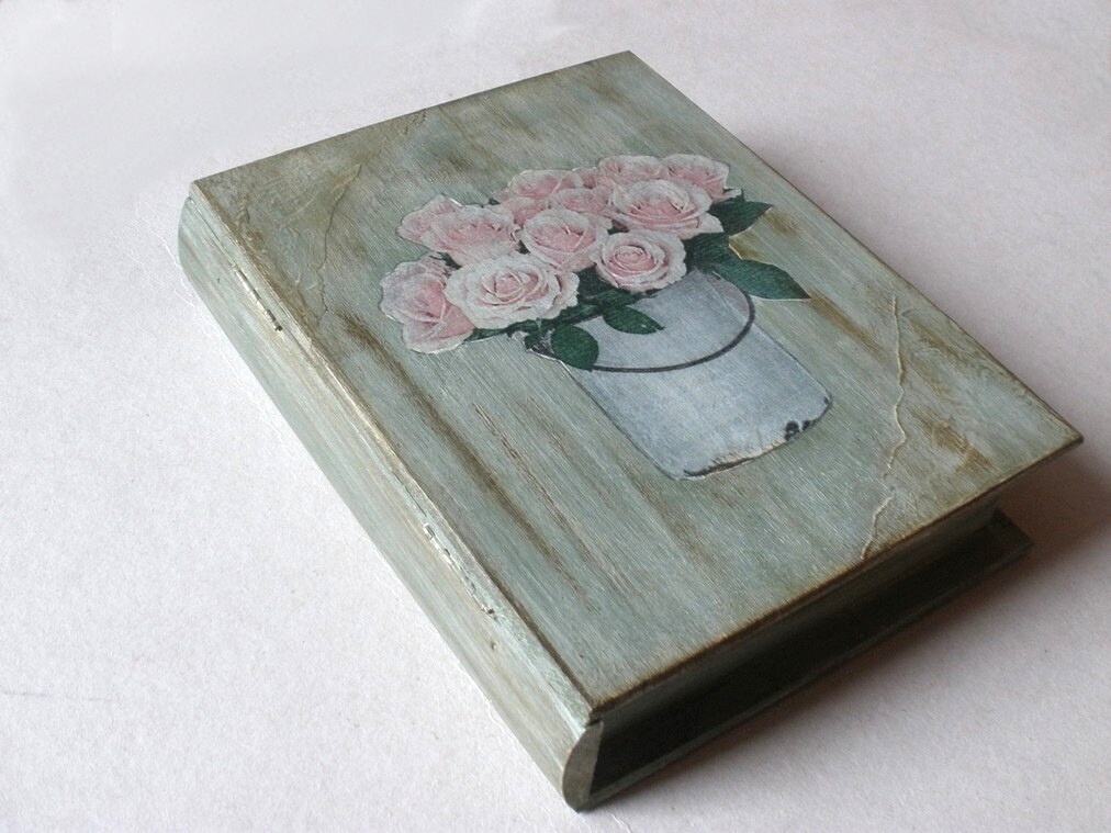 Krabička, šperkovnička Růže - olivově zelená