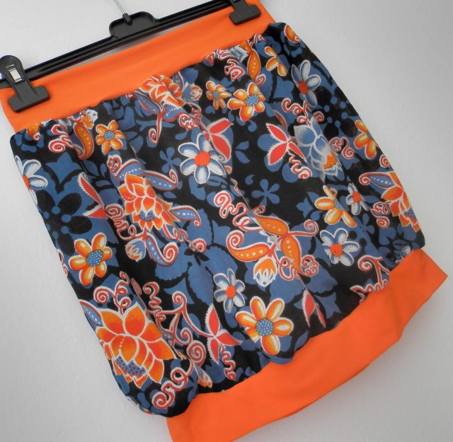 dámská sukně modrá a oranžová-květy