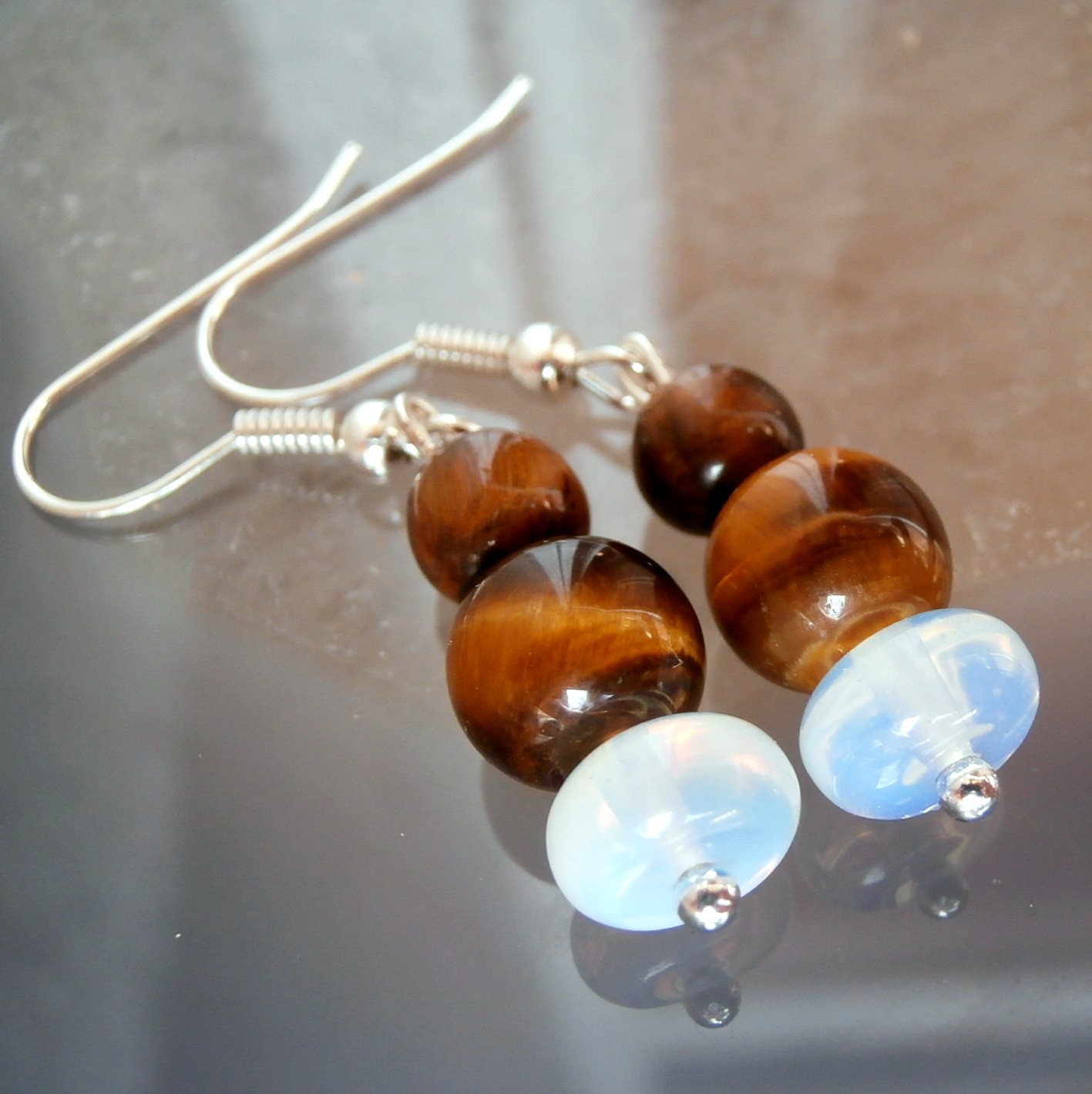 Měsíční kámen a Tygří oko(Na28),naušničky