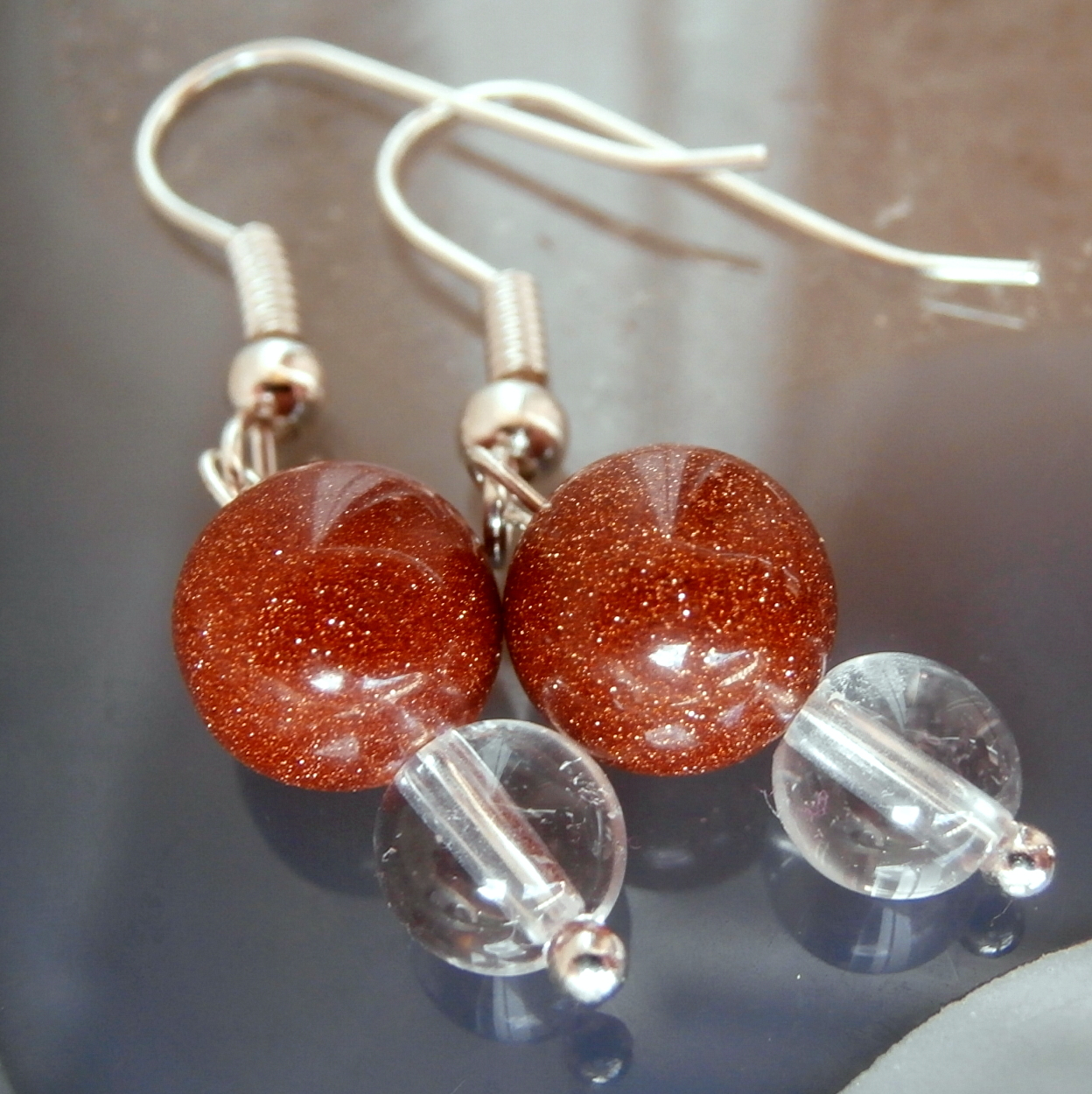 Zlatý Avanturín a Křišťál(Na32),naušnice