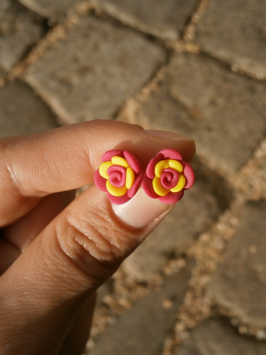 Náušnice růže růžovožluté - i pro alergiky