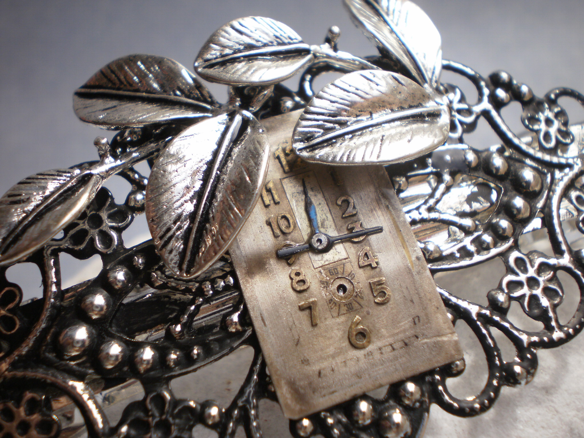 Steampunková spona do vlasů - starostříbro