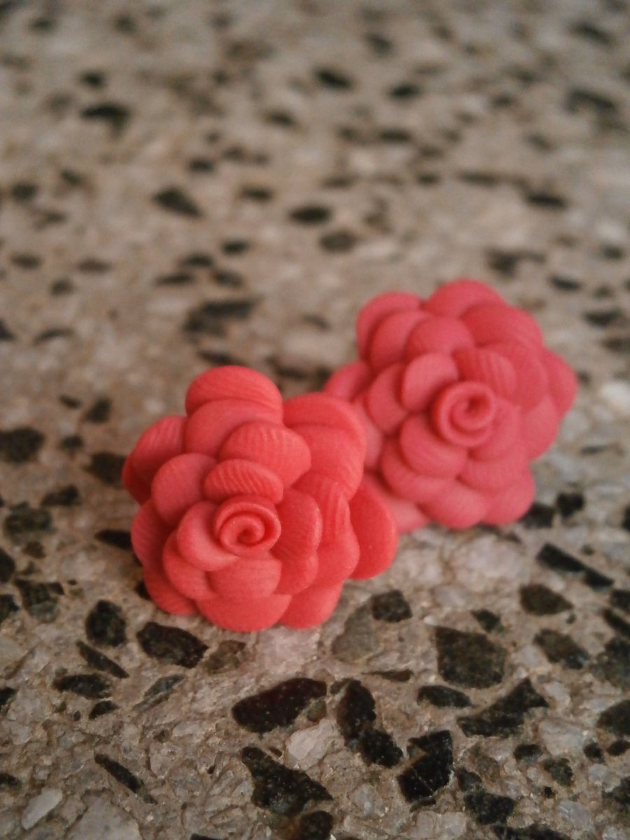 Náušnice růže sytě růžové - i pro alergiky