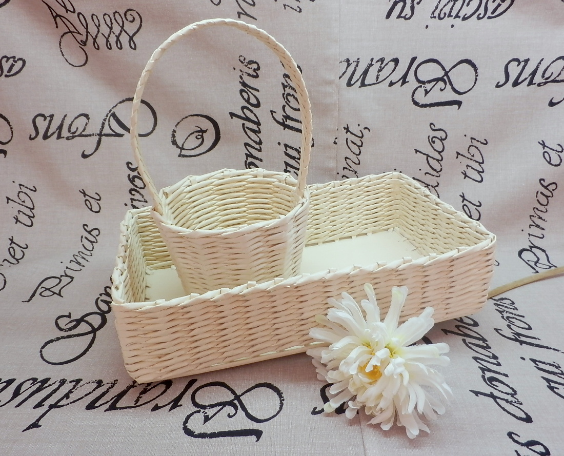 košíček pro družičku+košík na vývazky ivory