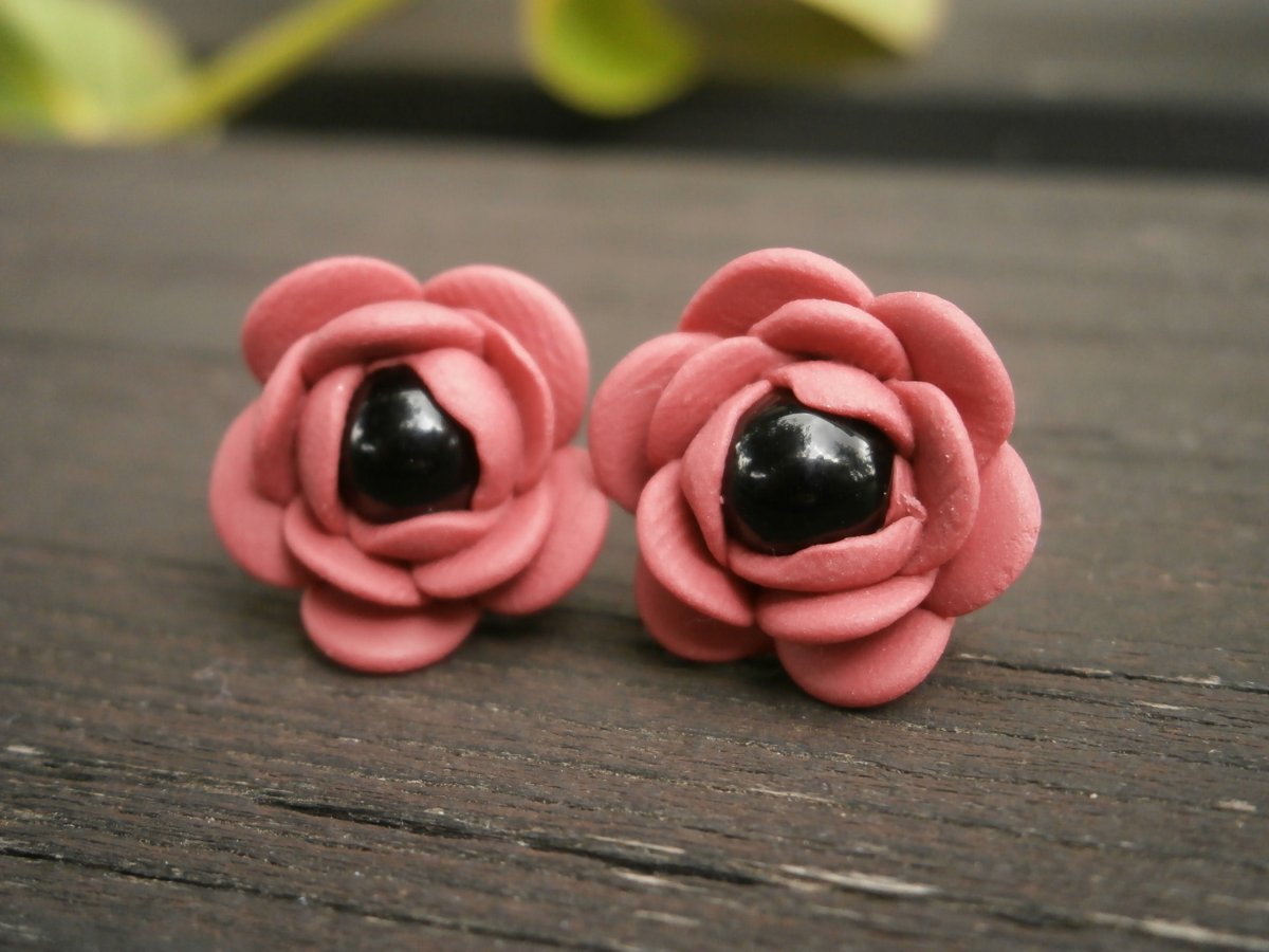 Náušnice růžičky – starorůžová