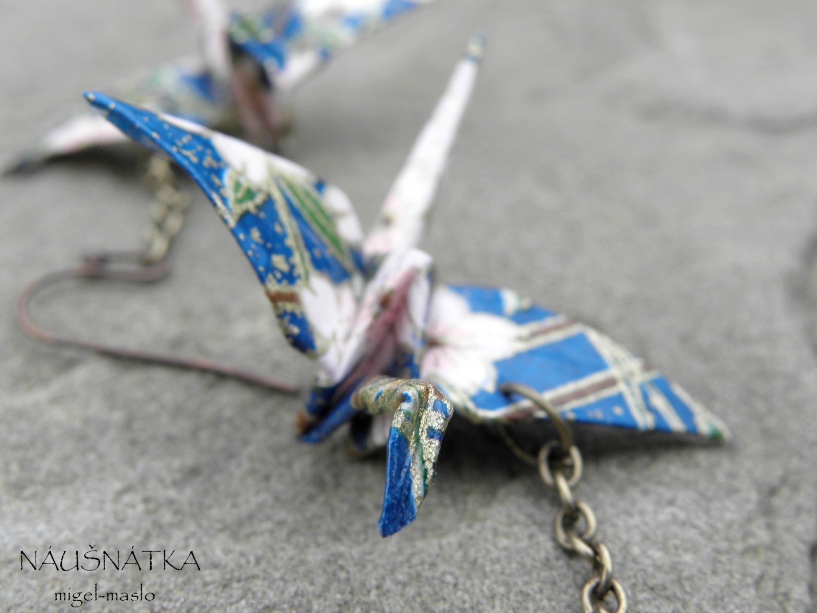 peaceful - origami náušničky - jeřáb