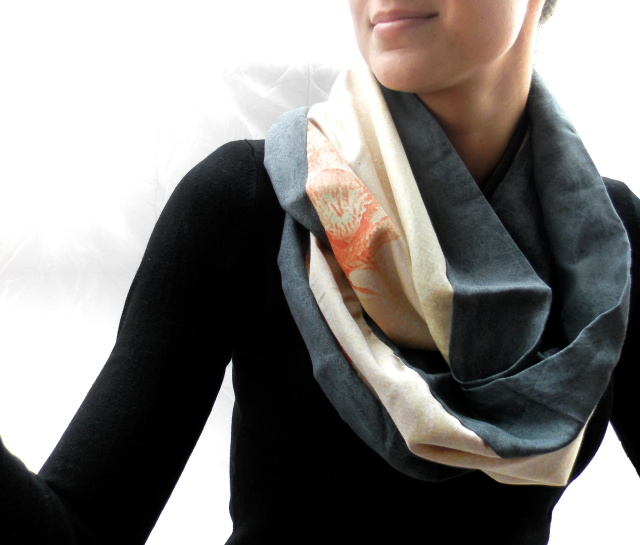 dámský nákrčník,tunel šedá a záře