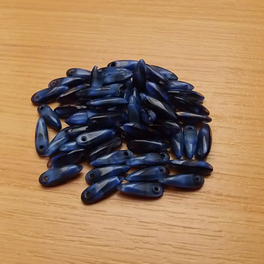Jazýčky - modré - mramor -  3 x 11 mm