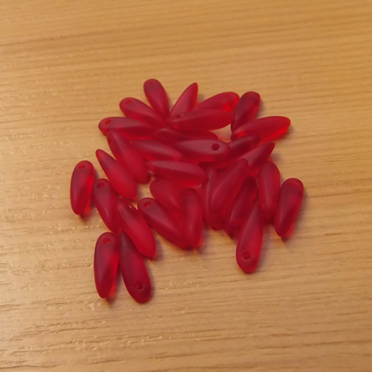 Jazýčky - červené - frosted -3 x 11 mm