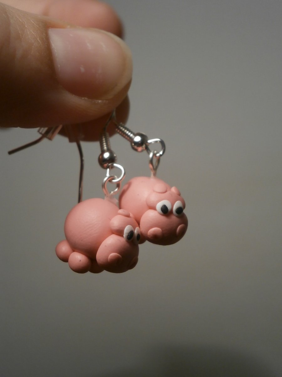 Růžový hroch – náušnice