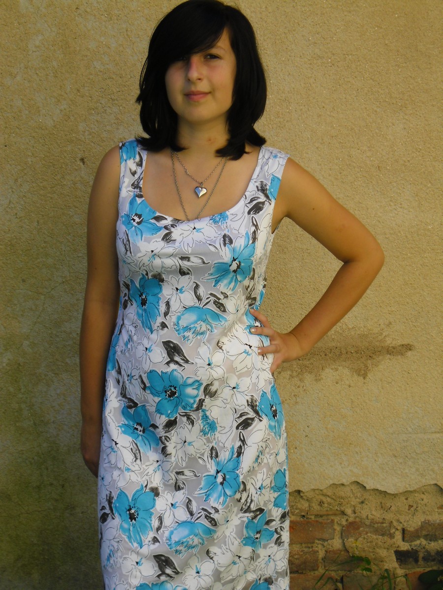 Šaty modro bílé,vel.40