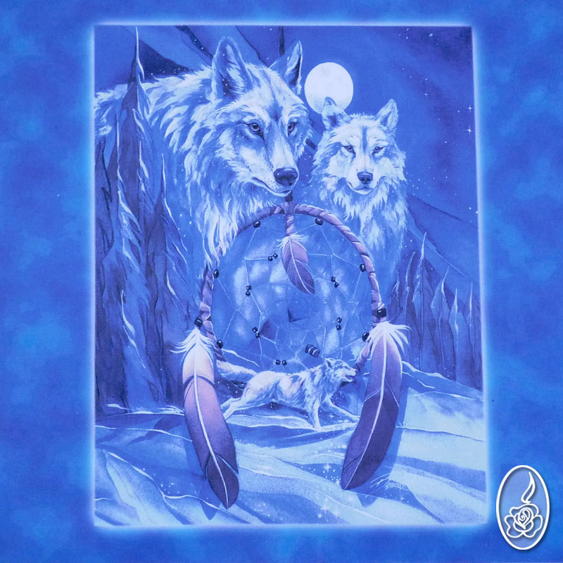 Látkový panel - vlci a lapač snů