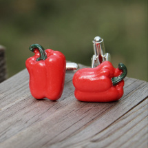 Papriky - manžetové knoflíčky, dárek pro muže, fimo, polymer