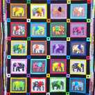 Patchworková deka/přehoz – karneval slonů 2