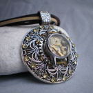Steampunkový starostříbrný náhrdelník s šatony