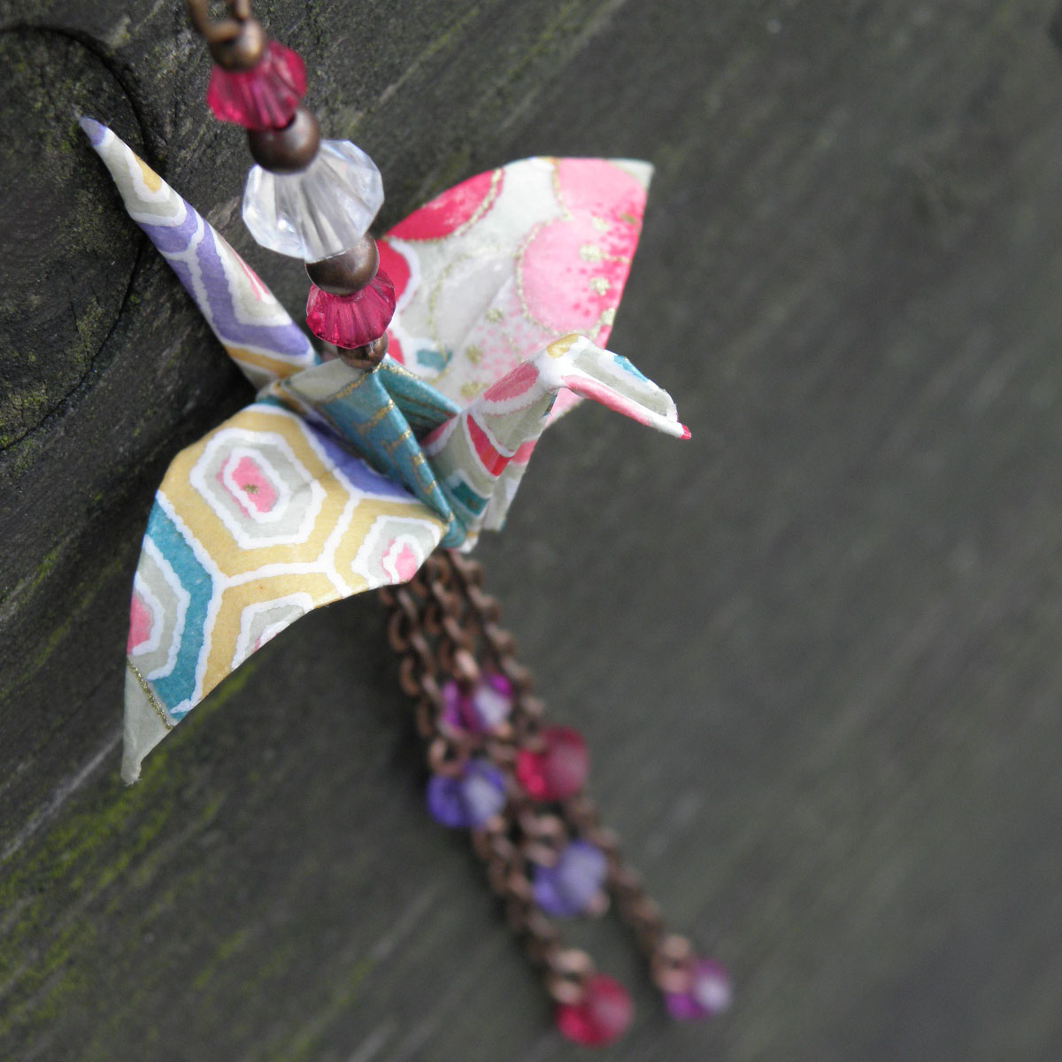  - origami jeřáb - exkluzivní náušnice