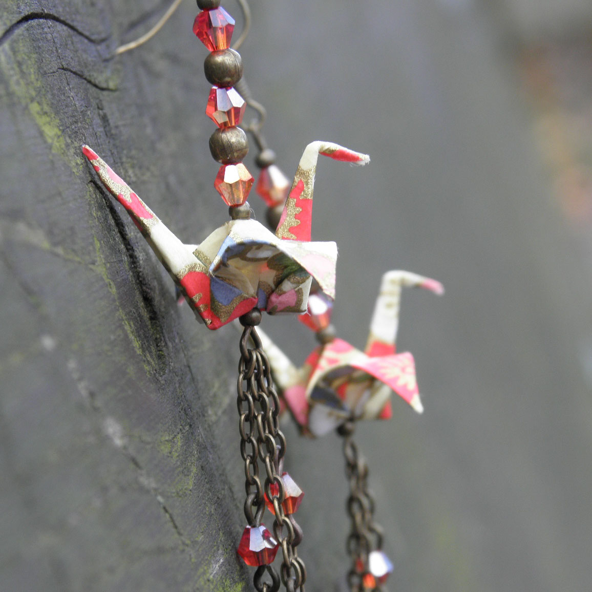  - origami jeřáb - exkluzivní náušnice