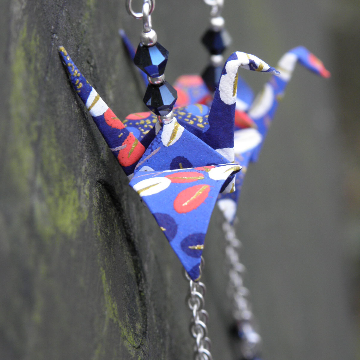  - origami jeřáb - exkluzivní náušnice