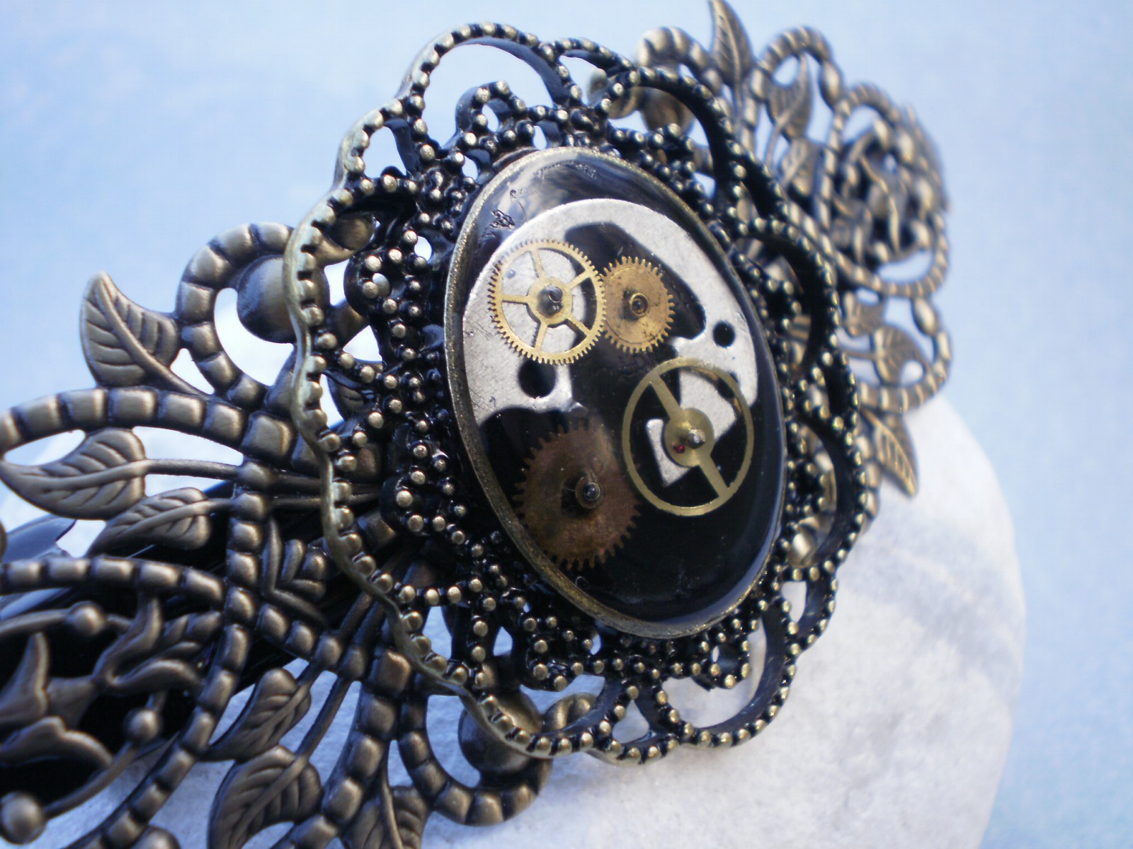 Steampunková spona do vlasů s lůžkem III.