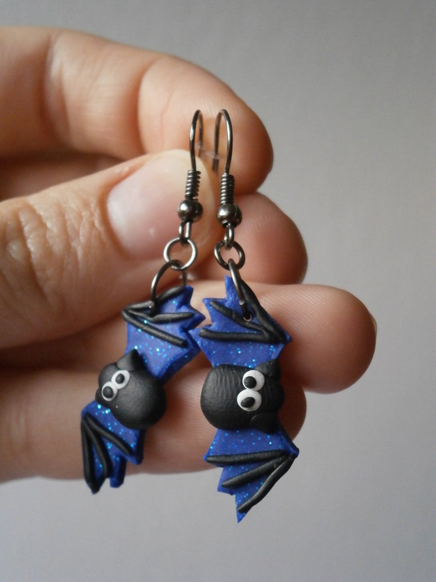 Náušnice netopýři modří