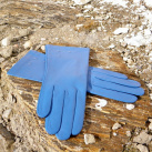 Sv. modré kožené rukavice s hedvábnou podšívkou