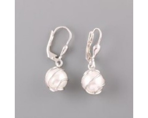 Stříbrné náušnice perla v kleci 8mm