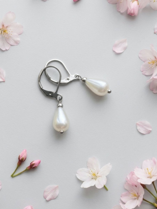 Perlové slzičkové náušnice - S. Steel