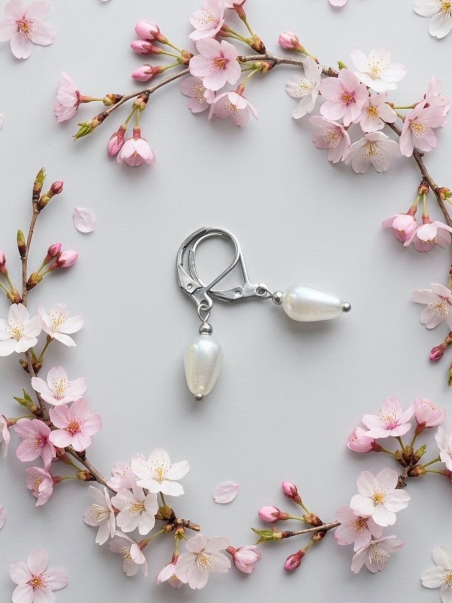 Perlové slzičkové náušnice - S. Steel