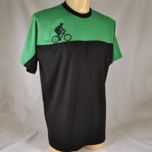 Zeleno-černé tričko s černým cyklistou