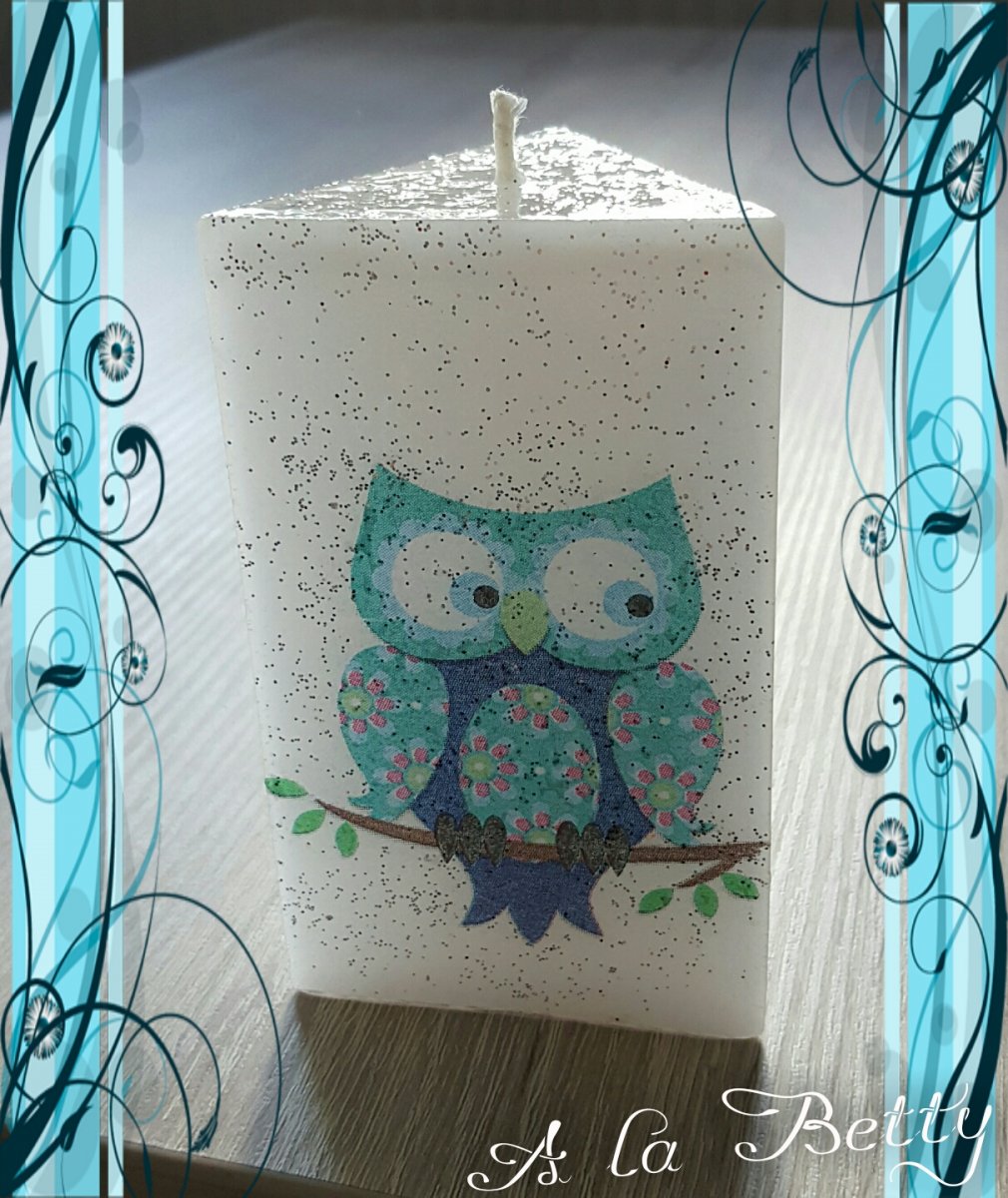 SVÍČKA "SOVA" tyrkysová