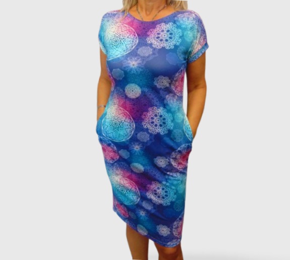 Šaty s kapsami - mandaly S - XXXL