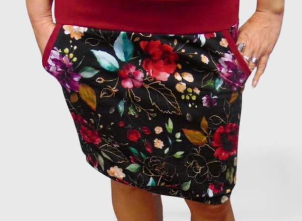 Sukně květy na černé S - XXL