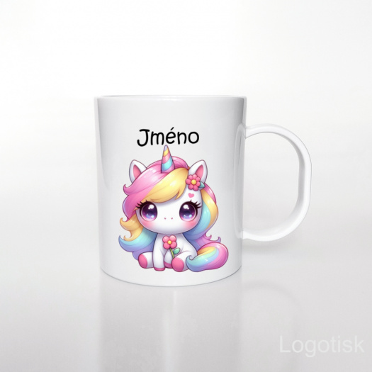 Plastový hrníček pro děti potisk JEDNOROŽEC se jménem
