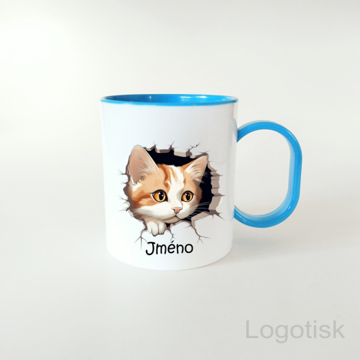 Plastový hrníček pro děti potisk KOŤÁTKO se jménem