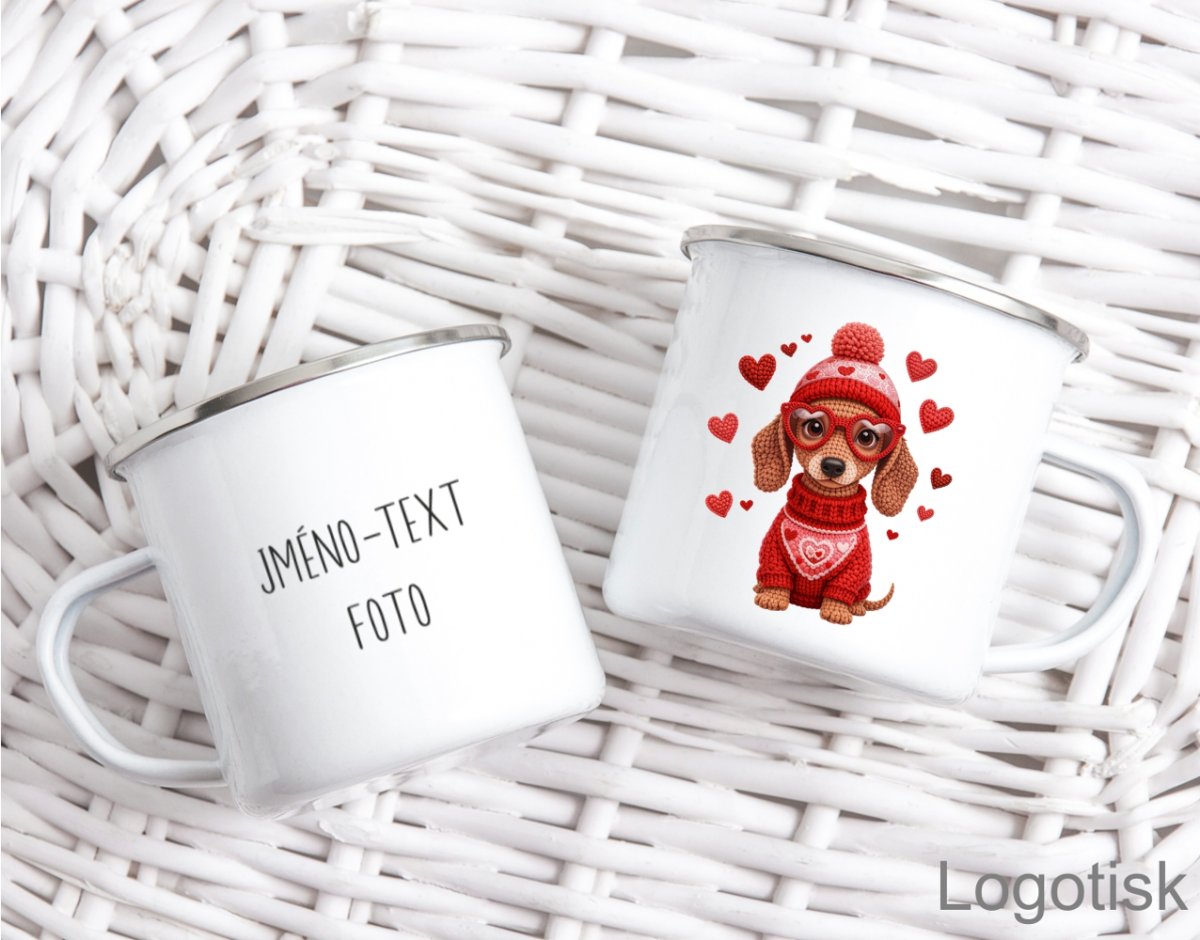 Valentýnský plecháček s potiskem JEZEVČÍK