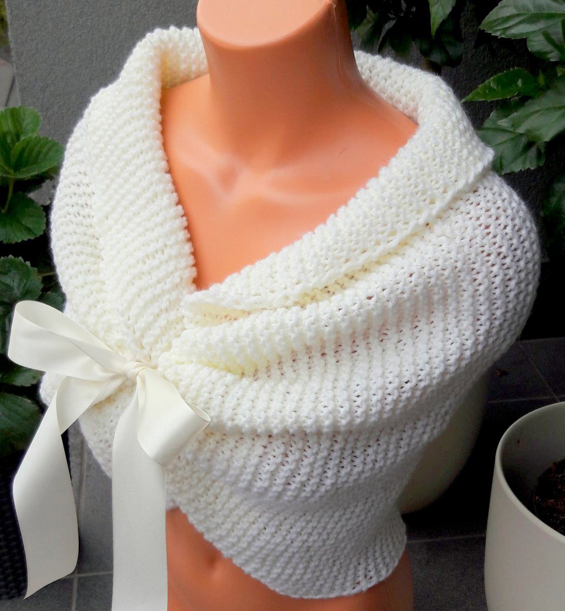 Krémový pléd s mašlí nejen pro zimní svatební den