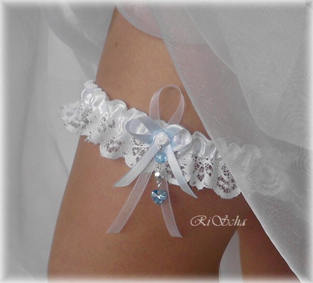  PODVAZEK - Swarovski - bílo-modrý