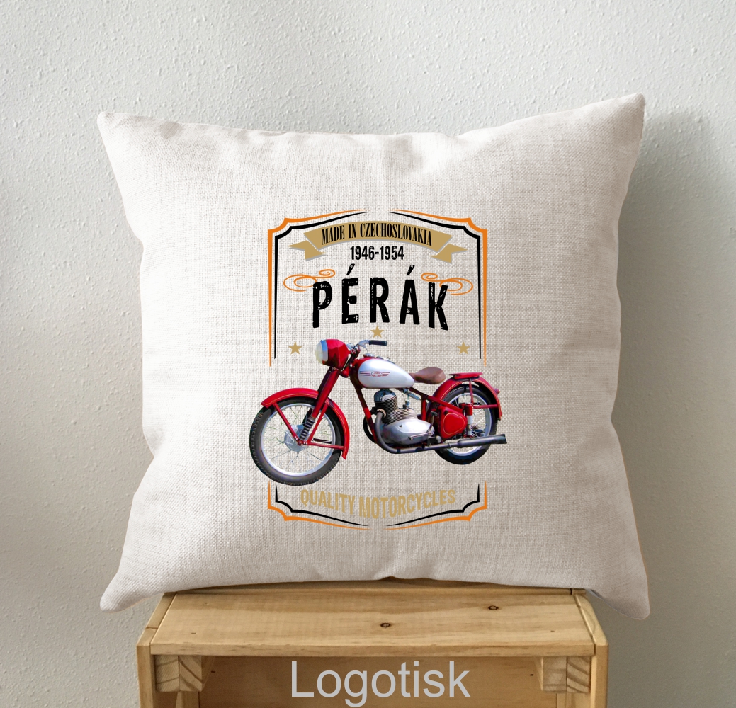 Polštář s potiskem Jawa Pérák - styl vintáž