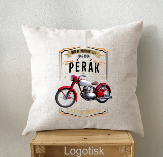 Polštář s potiskem Jawa Pérák - styl vintáž
