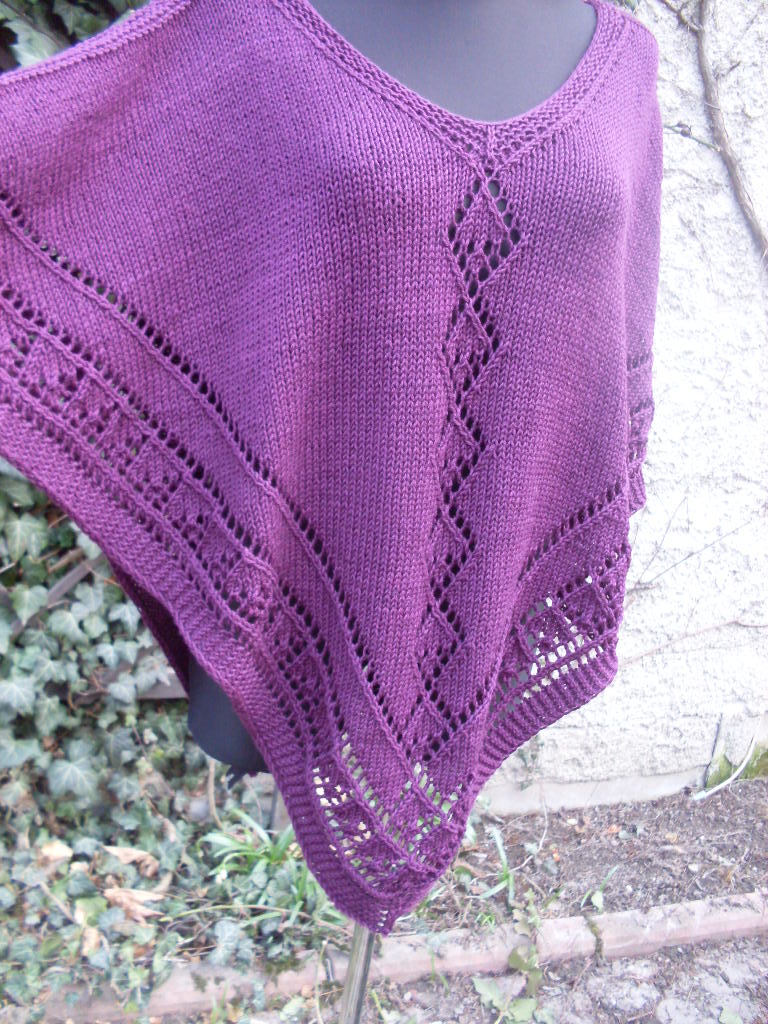 Pončo v barvě lilku-merino vlna