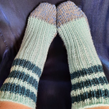 pletené ponožky tyrkysovomodré