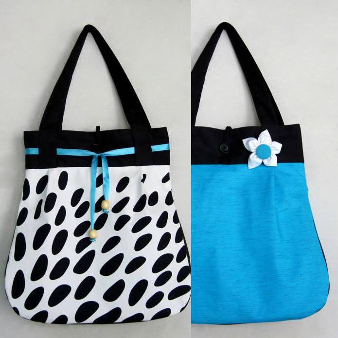 Černobíla se tyrkysovou OBOUSTRANNÁ taška 2v1